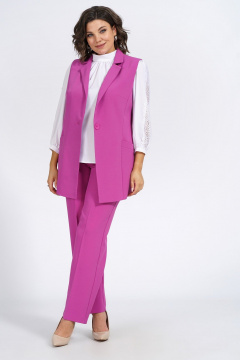 Деловой демисезонный комплект из жилета, блузки и брюк Пинск-Стиль 124 фуксия - фото 5