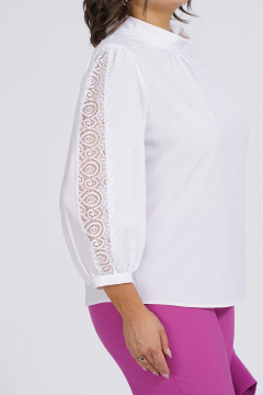 Деловой демисезонный комплект из жилета, блузки и брюк Пинск-Стиль 124 фуксия - фото 4