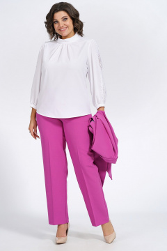 Деловой демисезонный комплект из жилета, блузки и брюк Пинск-Стиль 124 фуксия - фото 3