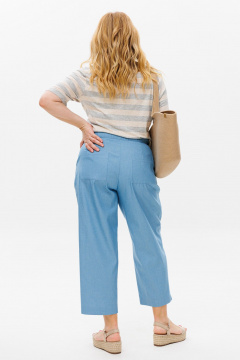 Летний брючный костюм из хлопка с принтом и коротким рукавом Michel chic 1370 голубой,серый - фото 5