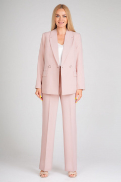 Деловой брючный костюм из текстиля с высокой посадкой IVARI 10609 пудра - фото 2
