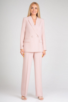 Деловой брючный костюм из текстиля с высокой посадкой IVARI 10609 пудра - фото 1