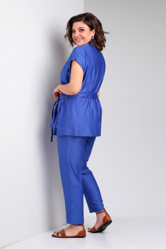 Брючный костюм с жакетом и зауженными брюками, синий Liona Style 791 синий - фото 2