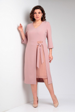 Платье с высоким разрезом и V-образным вырезом Liona Style 896 персиковый - фото 2