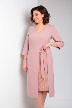 Платье с высоким разрезом и V-образным вырезом Liona Style 896 персиковый - фото 1