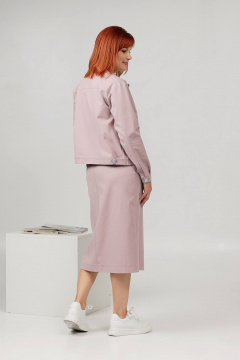Костюм джинсовый жакет и брюки свободного кроя Соджи 608 сиреневый - фото 3