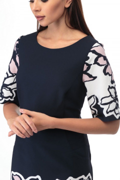 Элегантное платье из трикотажа с рельефами и принтом Anelli 572 синий - фото 3