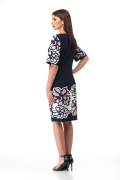 Элегантное платье из трикотажа с рельефами и принтом Anelli 572 синий - фото 5