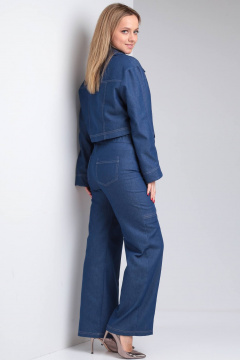 Демисезонные джинсовые брюки с фигурными вырезами Viola Style 7073 синий - фото 2