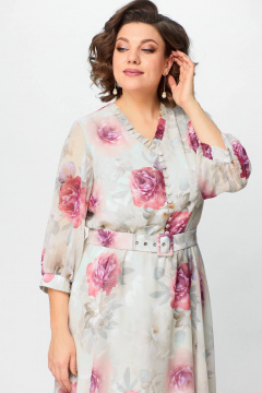 Мультиколор платье приталенное шифон с рюшей и воланами Slaviaelit 526-1 - фото 5