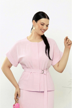 Жакет и Юбка сет: деловой костюм из текстиля для лета Lissana 4893 розовый - фото 2