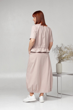 Жакет и широкой юбкой из хлопка бежевый на каждый день Соджи 605 бежевый - фото 4
