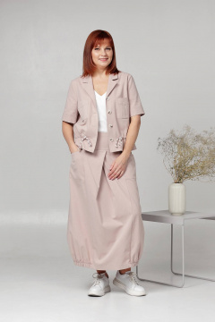 Жакет и широкой юбкой из хлопка бежевый на каждый день Соджи 605 бежевый - фото 1