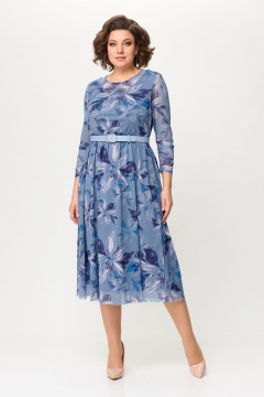 Летнее платье из сетки с V-образными кокетками Bonna Image 888 голубой - фото 1