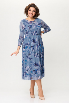 Летнее платье из сетки с V-образными кокетками Bonna Image 888 голубой - фото 4