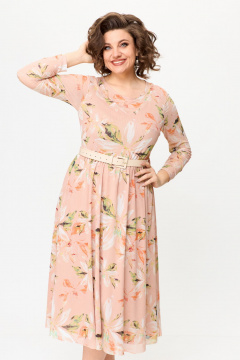 Летнее платье из сетки с V-образными кокетками Bonna Image 888 персиковый - фото 4