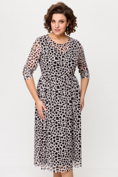 Летнее платье из сетки с кокетками и ремнем Bonna Image 888 розово-черный - фото 4