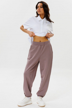 Брюки из хлопка и трикотажа с стрелками и поясом GO F2011/04-03. 170-176 - фото 1