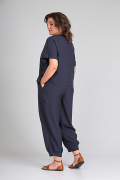 Универсальный костюм с жакетом и брюками из текстиля Michel chic 1337/1 темно-синий - фото 5