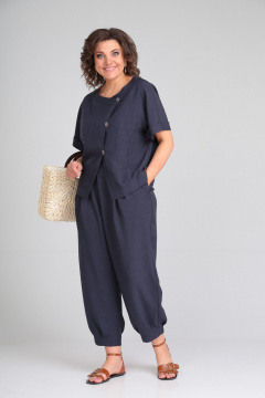 Универсальный костюм с жакетом и брюками из текстиля Michel chic 1337/1 темно-синий - фото 3