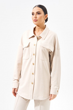 Летний костюм из трикотажа с рубашкой и брюками для повседневной носки FOXY FOX 1508 бежевый - фото 4