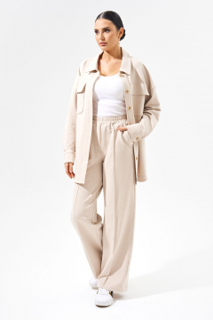 Летний костюм из трикотажа с рубашкой и брюками для повседневной носки FOXY FOX 1508 бежевый - фото 3