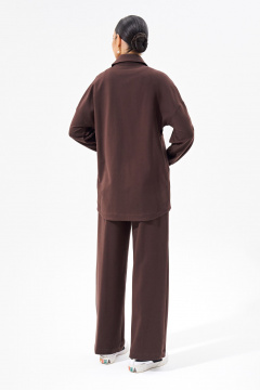 Летний костюм из трикотажа с рубашкой и брюками в стиле casual FOXY FOX 1508 коричневый - фото 2