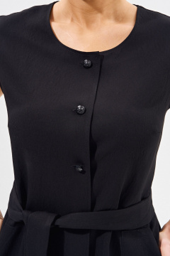 Классическое платье-халат из натуральной ткани с поясом для делового образа FOXY FOX 1550 черный - фото 5