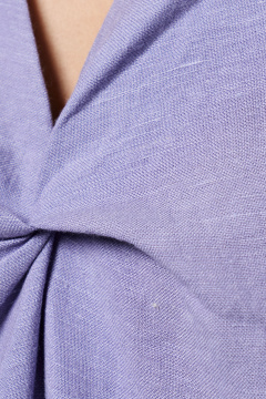 Платье из льняной ткани прямого кроя с карманами и разрезами Панда 174080w лиловый - фото 4