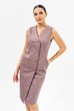 Платье с классическим принтом горох, карманами и двубортным кроем FOXY FOX 1559 бежевый - фото 5