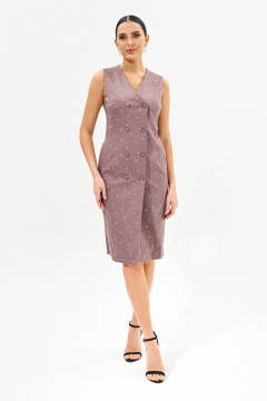 Платье с классическим принтом горох, карманами и двубортным кроем FOXY FOX 1559 бежевый - фото 1