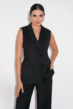 Жилет деловой классический двубортный из костюмной ткани FOXY FOX 1567 черный - фото 1