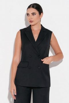 Жилет деловой классический двубортный из костюмной ткани FOXY FOX 1567 черный - фото 5