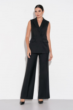 Жилет деловой классический двубортный из костюмной ткани FOXY FOX 1567 черный - фото 4