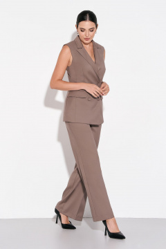 Жилет деловой классический двубортный из костюмной ткани FOXY FOX 1567 коричневый - фото 5