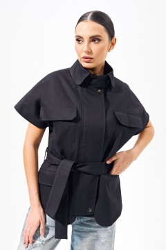 Жилет джинсовый свободного кроя с накладными карманами FOXY FOX 1579 черный - фото 1