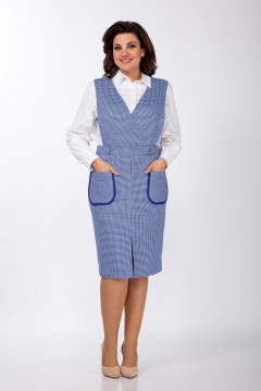 Блуза, сарафан Vilena 982 белый-василек - фото 5