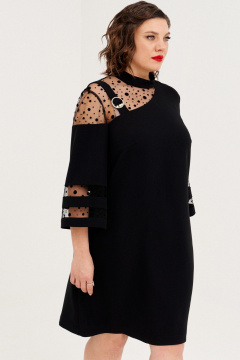 Платье нарядное с асимметричными кокетками и сеткой Almirastyle 330 черный - фото 5