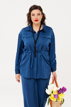 Брюки и жакет из текстиля с полосатым стилем повседневный Almirastyle 336/1 темно-синий - фото 4