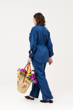 Брюки и жакет из текстиля с полосатым стилем повседневный Almirastyle 336/1 темно-синий - фото 3