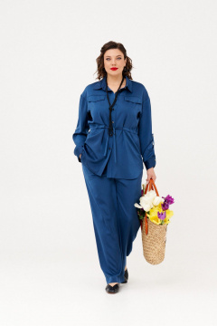 Брюки и жакет из текстиля с полосатым стилем повседневный Almirastyle 336/1 темно-синий - фото 2