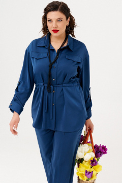 Брюки и жакет из текстиля с полосатым стилем повседневный Almirastyle 336/1 темно-синий - фото 1