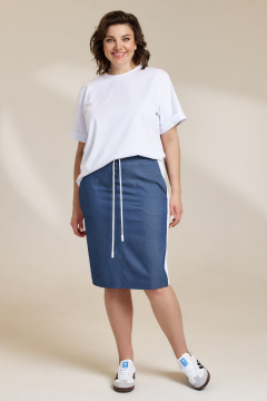 Футболка, юбка DILIA 0852 белый-деним - фото 1
