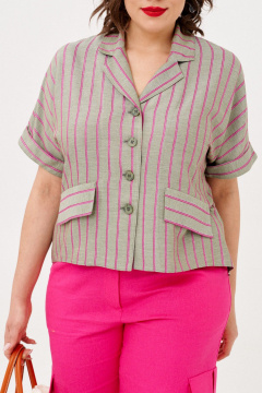 Блуза и брюки из текстиля с гипюром и защипами летний комплект Almirastyle 349 серый,фуксия - фото 3