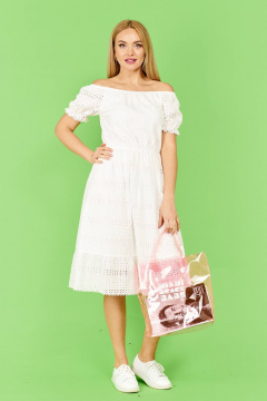 Летнее платье из вышитой ткани и хлопка до колена Azzara 908Б - фото 3