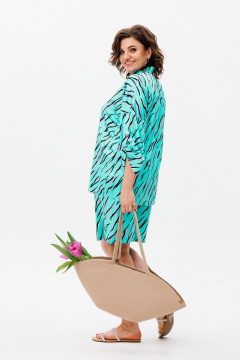 Бирюзовый костюм из шорт и рубашки из шелка Armani Anelli 1407 лазурный - фото 4