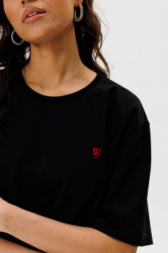 Черная оверсайз футболка из трикотажа для каждого дня GO F1001/40-02. 164-170 - фото 5