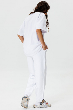 Белая оверсайз футболка с вышивкой и карманом GO F1001/01-01. 164-170 - фото 3