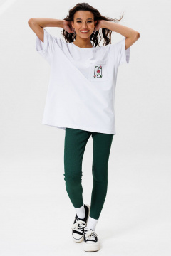 Белая футболка стопроцентного хлопка с вышивкой и карманом GO F1005f/01-01. 164-170 - фото 5