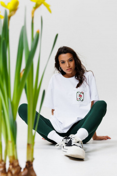 Белая футболка стопроцентного хлопка с вышивкой и карманом GO F1005f/01-01. 164-170 - фото 2